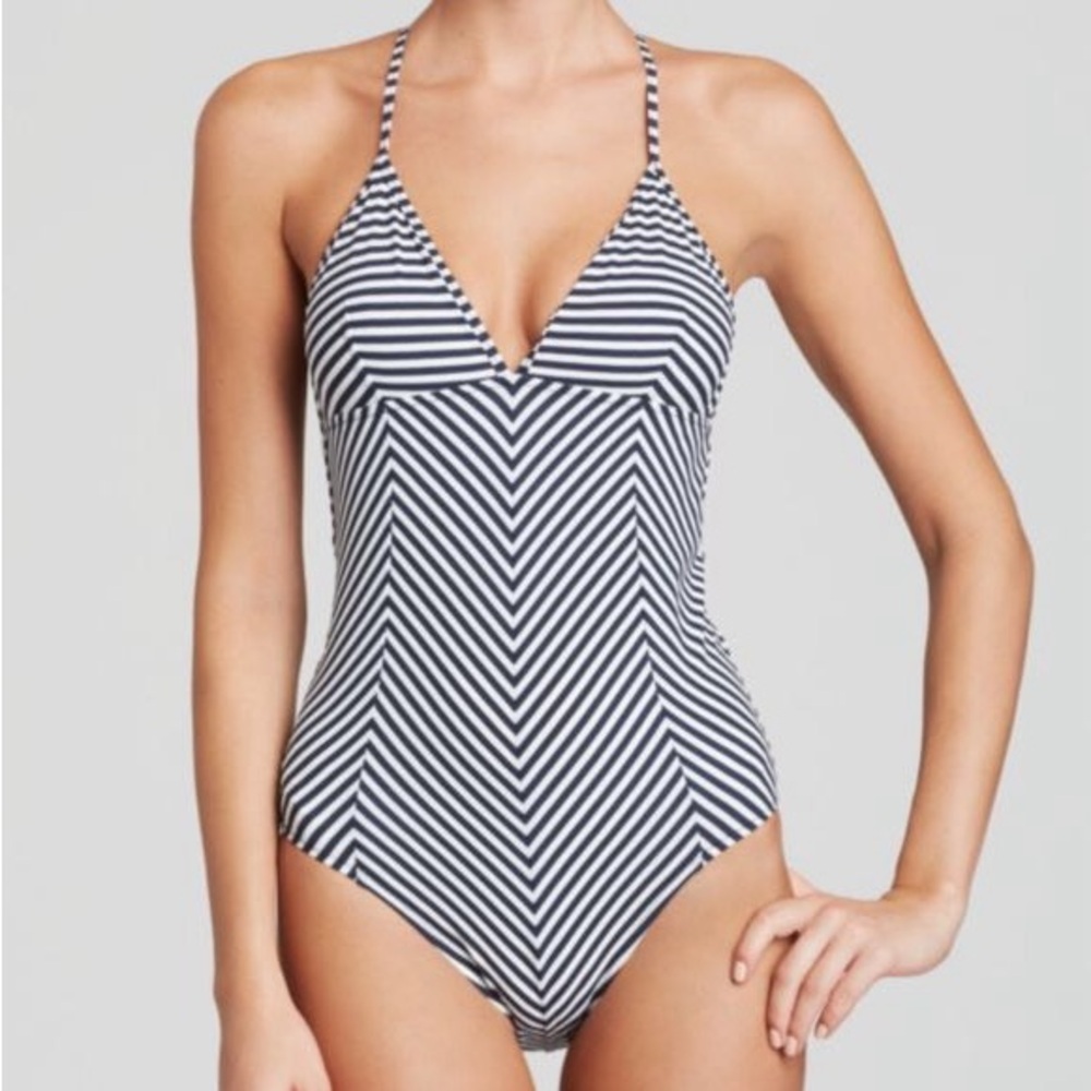 TORY BURCH EXTRA SMALL XS CLEMENTE NAVY STRIPE ONE PIECE Used